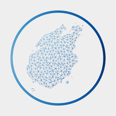 Paros icon. Network map of the island. Round Paros sign with gradient ring. Technology, internet, network, telecommunication concept. Vector illustration.
