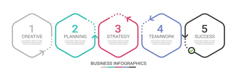 Thin line infographic template with 5 steps. Modern business concept infographics with options for brochure, diagram, workflow, timeline. Vector EPS 10
