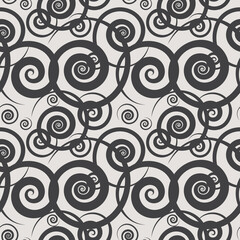 Seamless pattern with abstract spirals. Vector illustration with graphic decorative elements for print or textile.