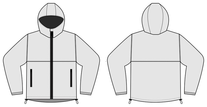 windproof hooded jacket ( parka) vector illustration / white