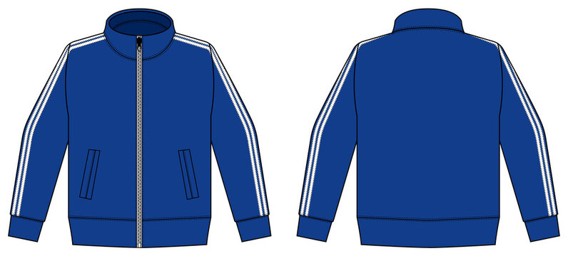 Longsleeve jersey shirt (sports training jacket) vector illustration / blue and white