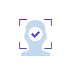 facial recognition icon, biometric face scanning vector