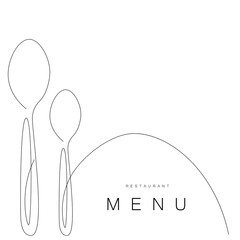 Menu restaurant background with spoons line draw. Vector illustration
