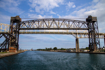 International Bridge at the border between Sault Ste Marie, Michigan, USA and the province of Ontario, Canada.