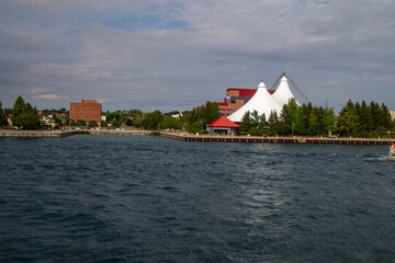 Waterfront cityscape of Sault Ste Marie, Ontario, Canada