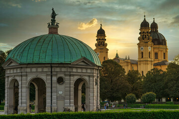 Munich Hofgarden cathedral and theatiner church