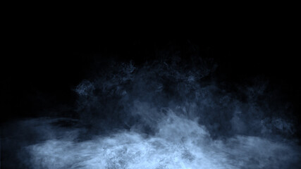 Fototapeta premium Mystery blue fog texture overlays for text or space. Smoke chemistry, mystery effect on isolated background. Stock illustration.