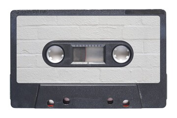 Obraz premium magnetic tape cassette with brick wall label