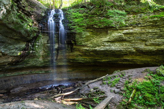 Michigan Waterfall Landscape. Tannery Falls in Munising, Michigan near Pictured Rocks National Lakeshore.