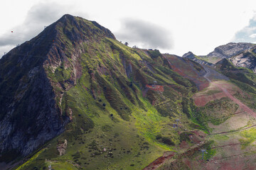 Epic mountain landscape. Beautiful natural terrain in the mountains, peaks and valleys,