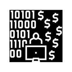 programmer developing financial application glyph icon vector. programmer developing financial application sign. isolated contour symbol black illustration