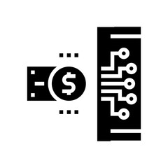 electonic money glyph icon vector. electonic money sign. isolated contour symbol black illustration