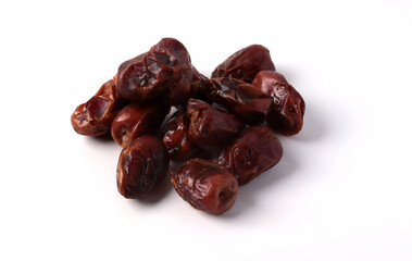 Date palms stacked on a white background