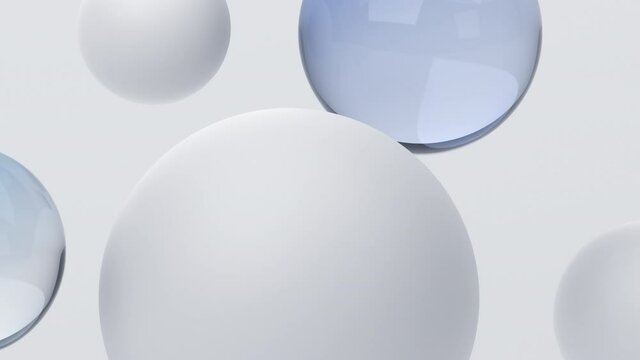 Abstract 3d render, animation of white spheres, motion background design, 4k seamless looped video