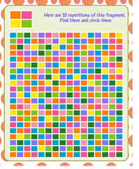 logic game for children. find 15 fragments specified in the sample - obrazy, fototapety, plakaty