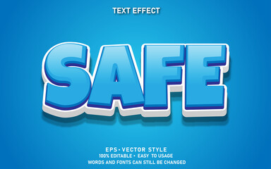 Editable Text Effect Cute Safe Premium Vector