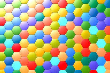 カラフルな6角形パターンの3Dイラスト