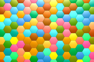 カラフルな6角形パターンの3Dイラスト