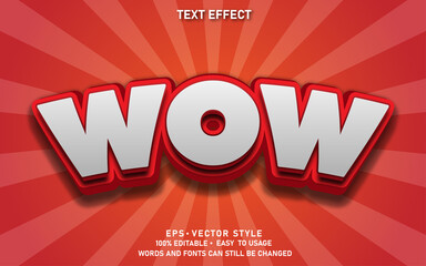 Editable Text Effect Cute Comic Wow Premium Vector