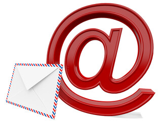 Email red with letter