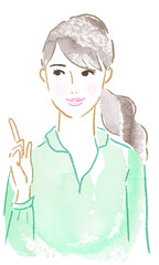 Illustration of a young woman explaining