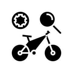 complex bike maintenance glyph icon vector. complex bike maintenance sign. isolated contour symbol black illustration