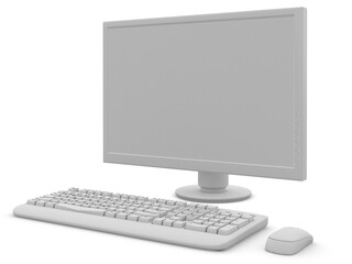 Computer on white