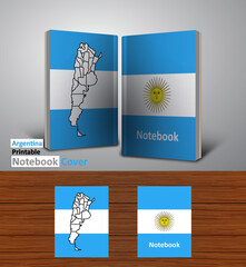 Notebook Design Mockup - 3D Book Template - National Country Map and Flag - Ready to Print Magazine Cover - Vector