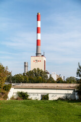 Powerstation with a Corona  covid 19 Graffiti in the front