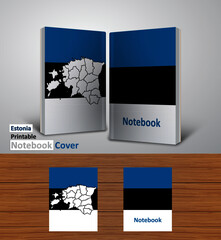 Estonia Notebook Design Mockup - 3D Book Template - National Country Map and Flag - Ready to Print Magazine Cover - Vector