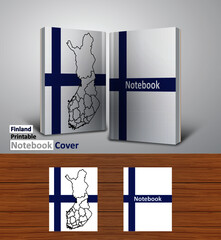 Finland Notebook Design Mockup - 3D Book Template - National Country Map and Flag - Ready to Print Magazine Cover - Vector
