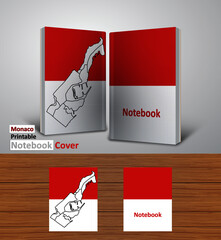 Monaco Notebook Design Mockup - 3D Book Template - National Country Map and Flag - Ready to Print Magazine Cover - Vector
