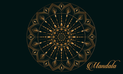 luxury ornamental mandala design background in gold color
