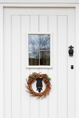 Off white, offwhite, gray, grey wooden front door