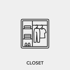 closet icon vector. Linear style sign for mobile concept and web design. closet symbol illustration. Pixel vector graphics - Vector.