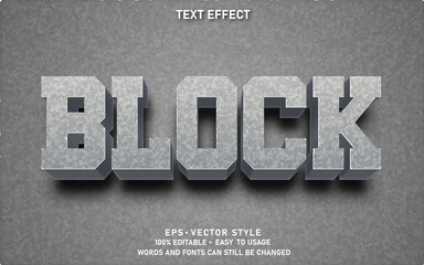Editable Text Effect Wall Block  Premium Vector