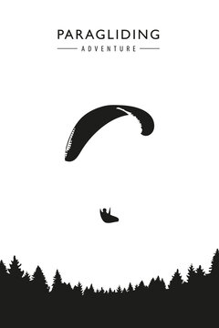 paragliding adventure on forest background vector illustration EPS10