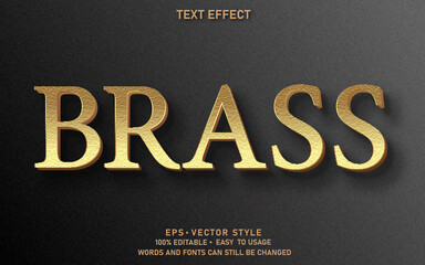 Editable Text Effect Modern Brass Premium Vector