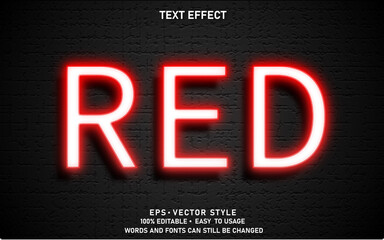 Editable Text Effect Red Premium Vector