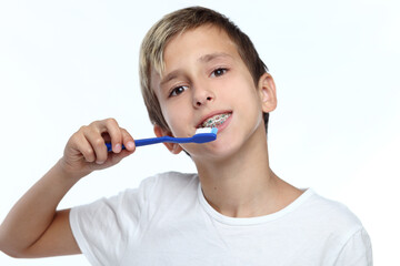 Dental care - boy washing his teeth