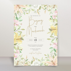 elegant lily wedding invitation card set