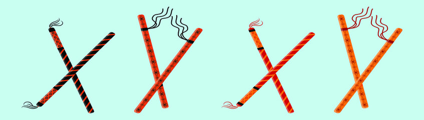 set of garba dancing sticks cartoon icon design template with various models. vector illustration isolated on blue background