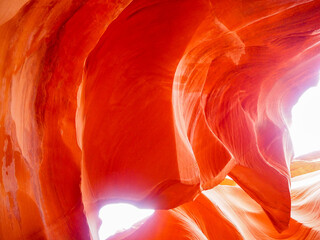 view of twisting sandstone walls in famous Antelope Canyon, American Southwest, Arizona, USA