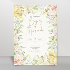 elegant lily wedding invitation card set