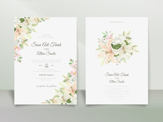 Fototapeta na wymiar elegant lily wedding invitation card set