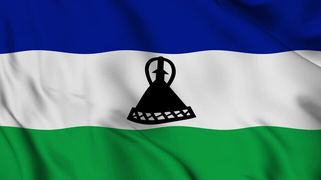 Flag of the Kingdom of Lesotho gently waving in the wind