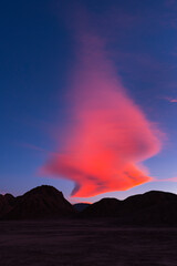 Sunset clouds in the Devil's Desert in the Los Colorados area, in the town of Tolar Grande in the province of Salta in La Puna Argentina. Argentina, South America, America