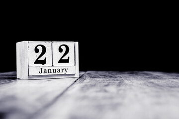 January 22nd, 22 January, Twenty Second of January, calendar month - date or anniversary or birthday