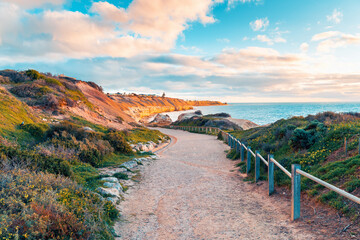 Iconic Port Willunga beach access track at sunset, South Australia - obrazy, fototapety, plakaty