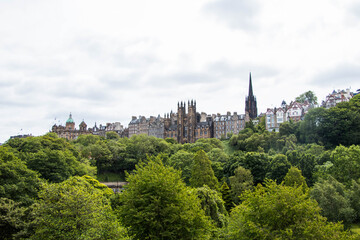 edinburgh cityscape between trees